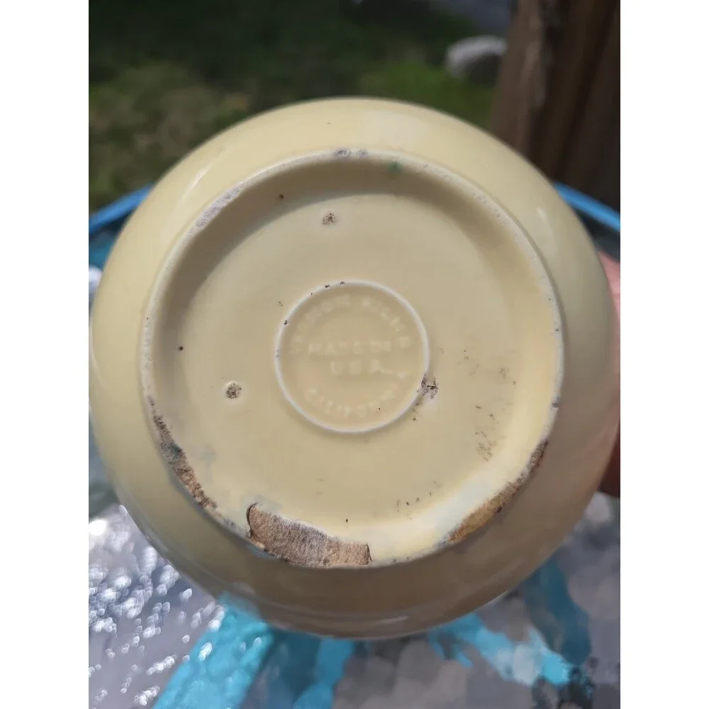 VTG Authentic Vernon Kilns Ware Yellow Mixing Bowl USA Mid 20th Century Pottery